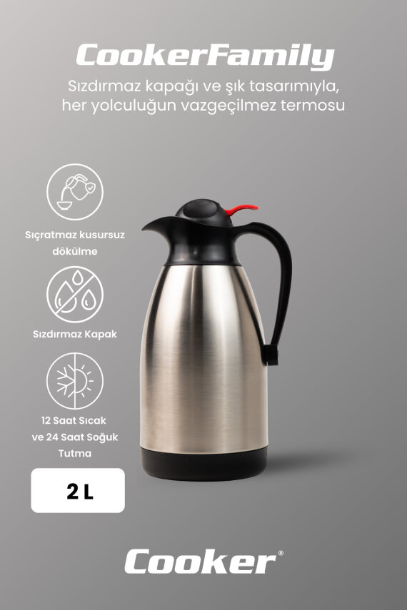 Cooker Classic 2 Litre Paslanmaz Çelik Termos CKR2006 - 2