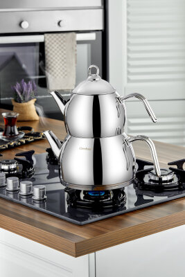 Cooker Afitap Aile Boy Paslanmaz Çelik Çaydanlık Takımı 1,75-3 Litre CKR3921 - 2