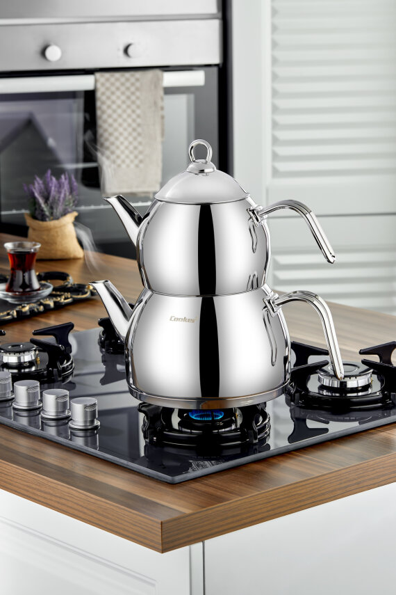 Cooker Afitap Aile Boy Paslanmaz Çelik Çaydanlık Takımı 1,75-3 Litre CKR3921 - 2