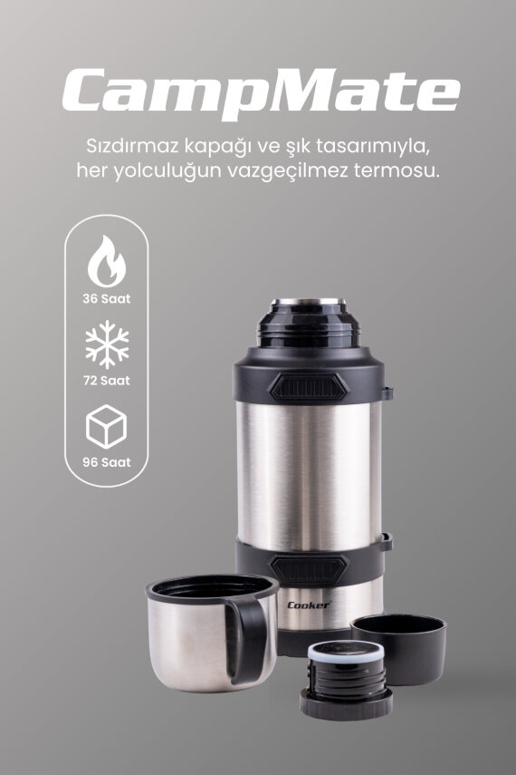 Campmate 3 Litre Paslanmaz Çelik Termos Gümüş CKR2129 - 2
