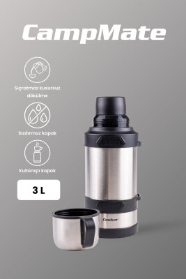 Campmate 3 Litre Paslanmaz Çelik Termos Gümüş CKR2129 - 3
