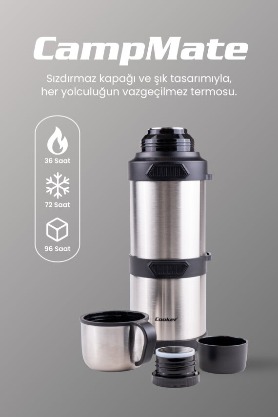 Campmate 4 Litre Paslanmaz Çelik Termos Gümüş CKR2131 - 2