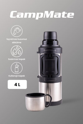 Campmate 4 Litre Paslanmaz Çelik Termos Gümüş CKR2131 - 3