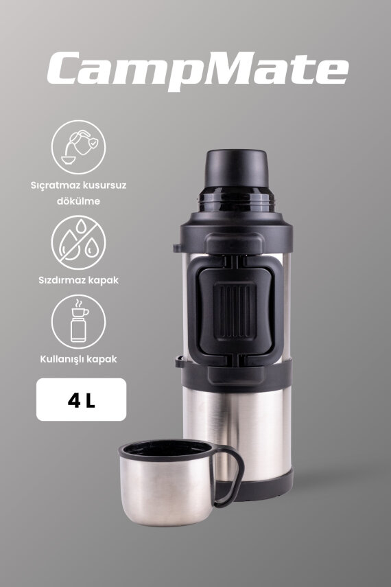 Campmate 4 Litre Paslanmaz Çelik Termos Gümüş CKR2131 - 3