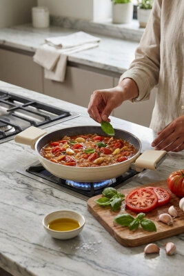 Cooker Cliff 22 cm Seramik Kaplama Sahan Krem CKR4641 - 2