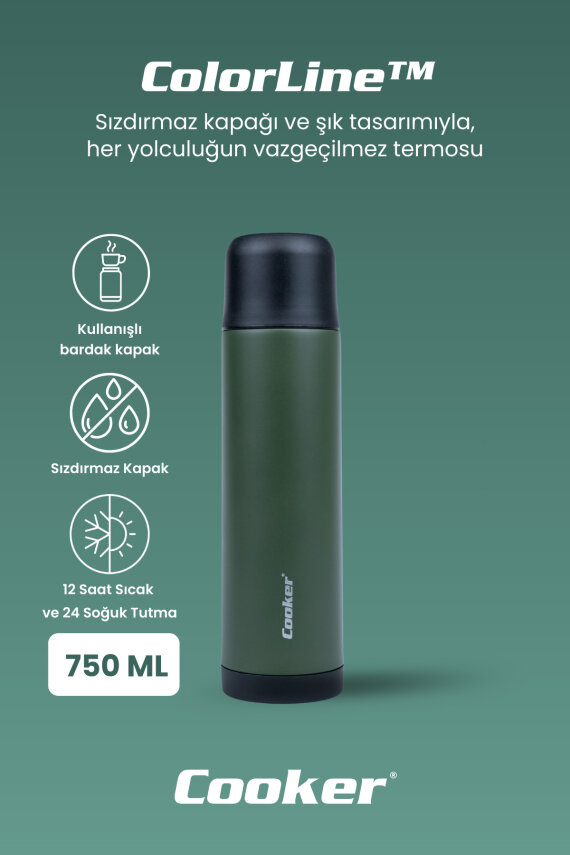 ColorLine 750 ml Paslanmaz Çelik Termos Yeşil CKR2022 - 2