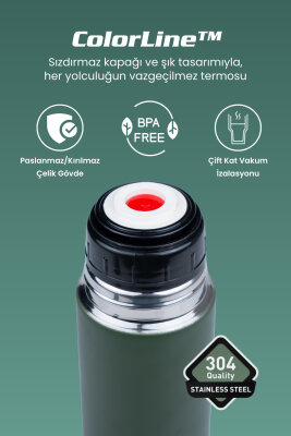 ColorLine 750 ml Paslanmaz Çelik Termos Yeşil CKR2022 - 3