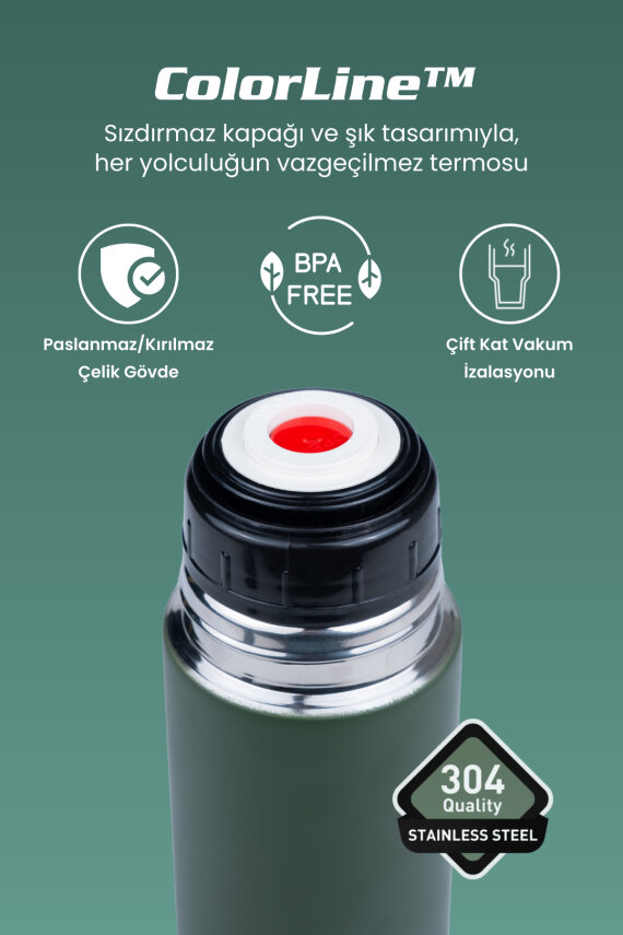 ColorLine 750 ml Paslanmaz Çelik Termos Yeşil CKR2022 - 3