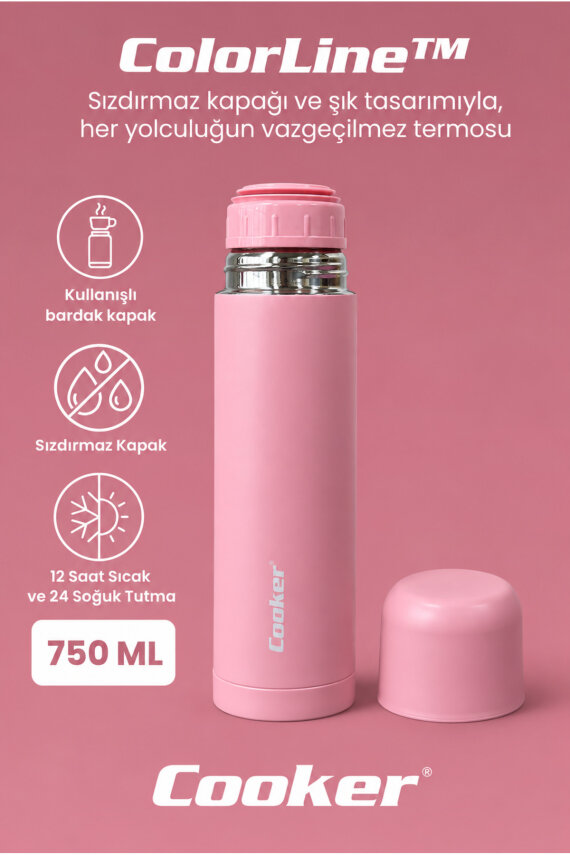 ColorLine 750 ml Paslanmaz Çelik Termos Yeşil CKR2022 - 5