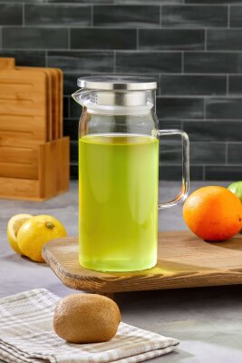 Cooker 1100 ml Gümüş Kapaklı Borosilikat Cam Sürahi CKR3407
