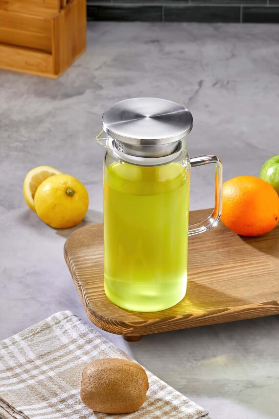 Cooker 1100 ml Gümüş Kapaklı Borosilikat Cam Sürahi CKR3407 - 2