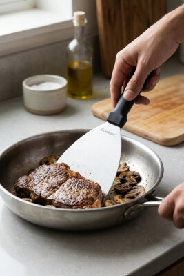 Cooker 12x24 cm Düz Paslanmaz Çelik Spatula YK1903 - 2