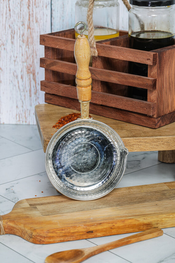 Cooker 14 cm Dövme Bakır El Yapımı Sosluk Tereyağlık BK022 - 3