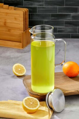 Cooker 1600 ml Gümüş Kapaklı Borosilikat Cam Sürahi CKR3408 - 3