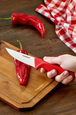 Cooker 25 cm Paslanmaz Çelik Kasap Bıçağı Kırmızı CKR4596 - 2
