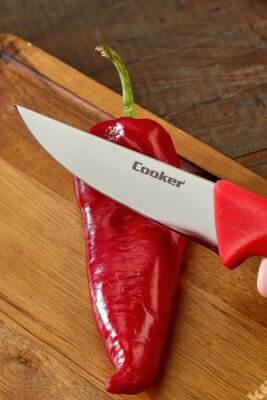Cooker 25 cm Paslanmaz Çelik Kasap Bıçağı Kırmızı CKR4596 - 3