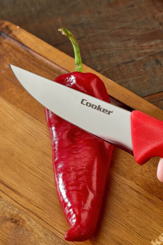 Cooker 25 cm Paslanmaz Çelik Kasap Bıçağı Kırmızı CKR4596 - 3