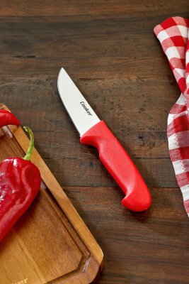 Cooker 25 cm Paslanmaz Çelik Kasap Bıçağı Kırmızı CKR4596 - 4
