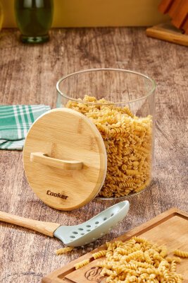 Cooker 2.5 Litre Borosilikat Cam Bambu Kapaklı Kavanoz CKR4562 - 2