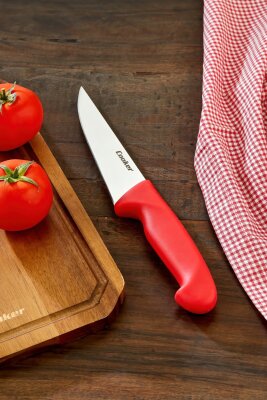 Cooker 27 cm Paslanmaz Çelik Kasap Bıçağı Kırmızı CKR4597 - 2