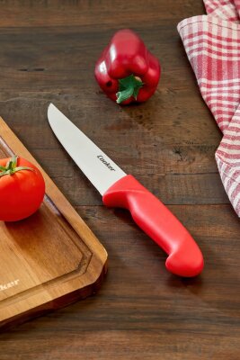 Cooker 29 cm Paslanmaz Çelik Kasap Bıçağı Kırmızı CKR4598