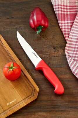 Cooker 29 cm Paslanmaz Çelik Kasap Bıçağı Kırmızı CKR4598 - 2