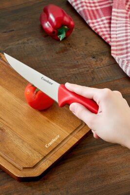 Cooker 29 cm Paslanmaz Çelik Kasap Bıçağı Kırmızı CKR4598 - 4