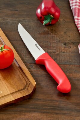 Cooker 29 cm Paslanmaz Çelik Kasap Bıçağı Kırmızı CKR4598 - 5