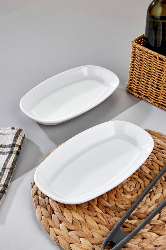 Cooker 2'li 24.5 cm Porselen Kayık Tabak Beyaz CKR4149 - 2