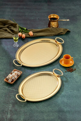 Cooker 2'li Alya Metal Oval Sunum Tepsisi 53x34 cm ve 46x28 cm  - 7