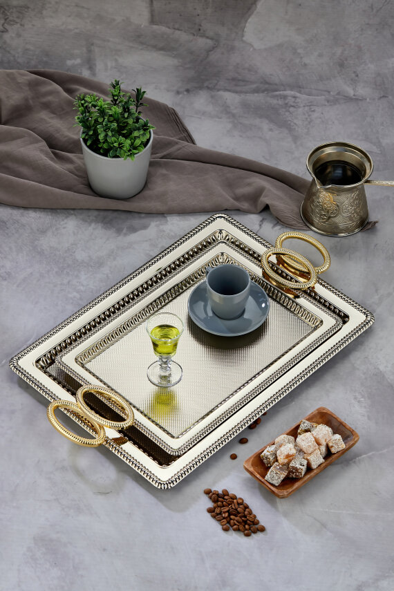 Cooker 2'li Metal Dikdörtgen Sunum Tepsisi 50x32 cm ve 44x25 cm - 2