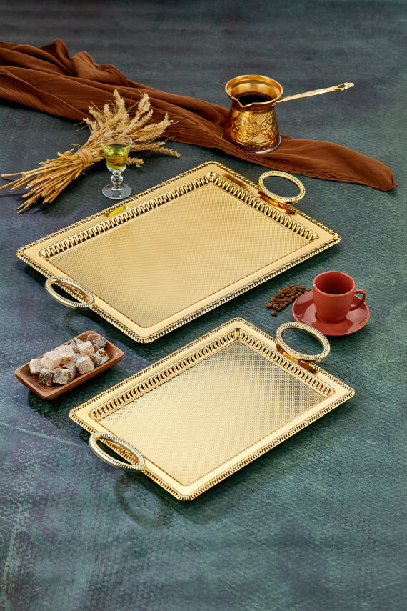 Cooker 2'li Metal Dikdörtgen Sunum Tepsisi 50x32 cm ve 44x25 cm - 7