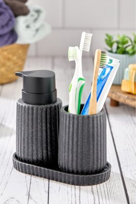 Cooker 3 Parça 180 ml Seramik Sıvı Sabunluk ve Banyo Seti CKR3430