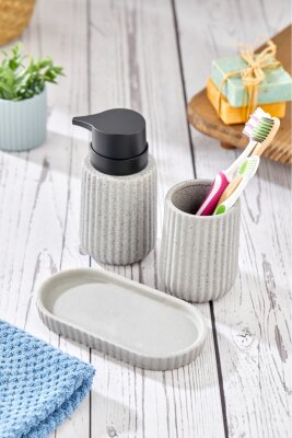 Cooker 3 Parça 180 ml Seramik Sıvı Sabunluk ve Banyo Seti CKR3430 - 6