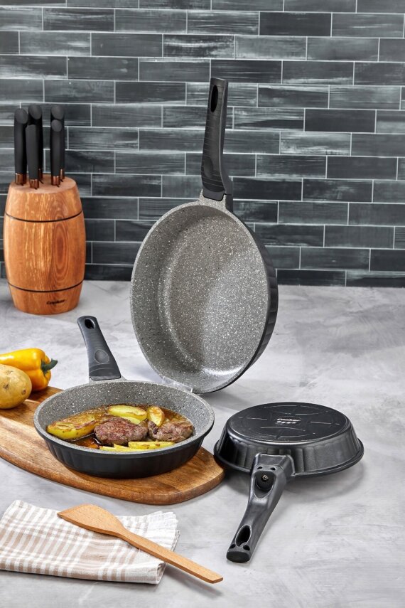 Cooker 3 Parça Granit Döküm Tava Seti 20–24–28 cm CKR3898 - 1