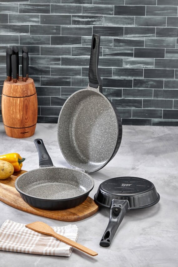 Cooker 3 Parça Granit Döküm Tava Seti 20–24–28 cm CKR3898 - 2