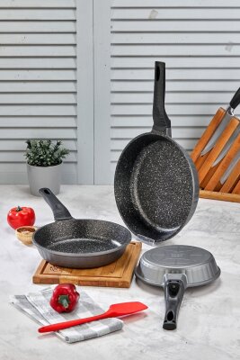 Cooker 3 Parça Granit Döküm Tava Seti 20–24–28 cm CKR3899
