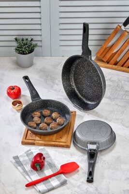 Cooker 3 Parça Granit Döküm Tava Seti 20–24–28 cm CKR3899 - 2