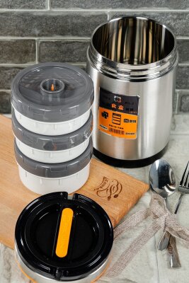 Cooker 3'lü 1.9 Litre Paslanmaz Çelik Yemek Termosu YK1090 - 4