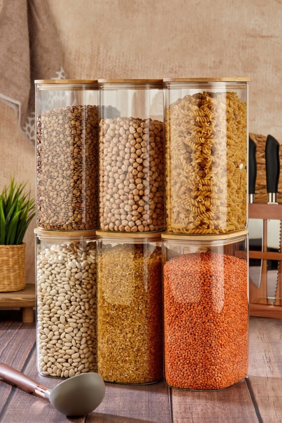 Cooker 6'lı 2.5 Litre Borosilikat Cam Bambu Kapaklı Kavanoz CKR4552 - 2