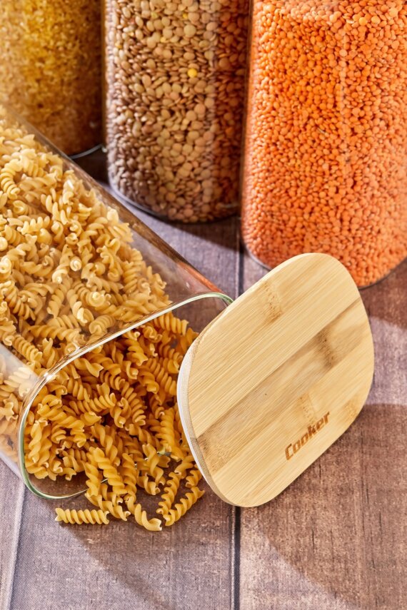 Cooker 6'lı 3 Litre Borosilikat Cam Bambu Kapaklı Kavanoz CKR4551 - 3