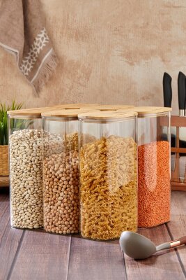 Cooker 6'lı 3 Litre Borosilikat Cam Bambu Kapaklı Kavanoz CKR4551 - 5