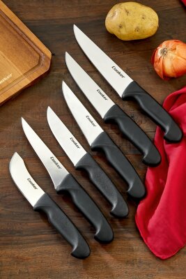 Cooker 6'lı Paslanmaz Çelik Bıçak Seti Siyah - 4