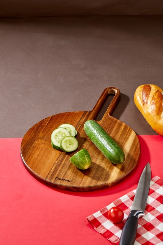 Cooker Akasya Yuvarlak Sunum ve Kesme Tahtası 40x28 cm CKR3418 - 4