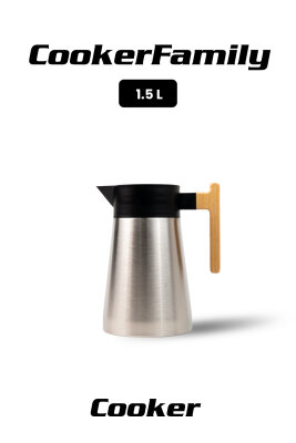 Cooker BambooPour 1.5 Litre Paslanmaz Çelik Bambu Saplı Çelik Termos CKR2090