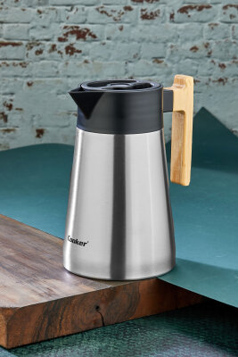 Cooker BambooPour 1.5 Litre Paslanmaz Çelik Bambu Saplı Çelik Termos CKR2090 - 4