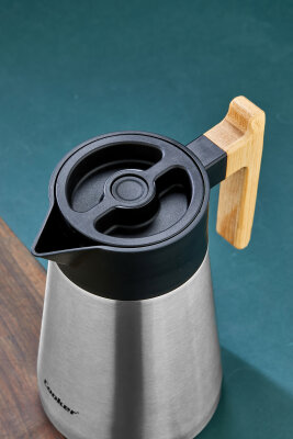 Cooker BambooPour 1.5 Litre Paslanmaz Çelik Bambu Saplı Çelik Termos CKR2090 - 5