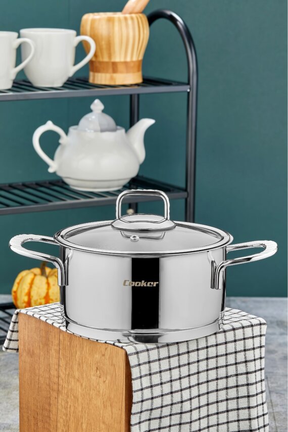 Cooker Bomonti 16 cm 2 Litre İndüksiyon Uyumlu Paslanmaz Çelik Derin Tencere CKR3191 - 1