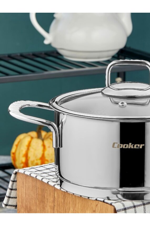 Cooker Bomonti 16 cm 2 Litre İndüksiyon Uyumlu Paslanmaz Çelik Derin Tencere CKR3191 - 2