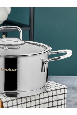 Cooker Bomonti 16 cm 2 Litre İndüksiyon Uyumlu Paslanmaz Çelik Derin Tencere CKR3191 - 3